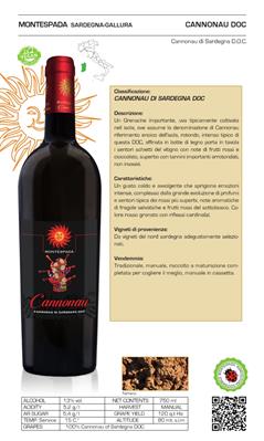 MONTESPADA CANNONAU DI SARDEGNA DOC ML 750
